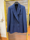 Blazer shantung seta Blu navy