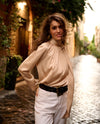 Allure long sleeves blouse in cadì light poudre