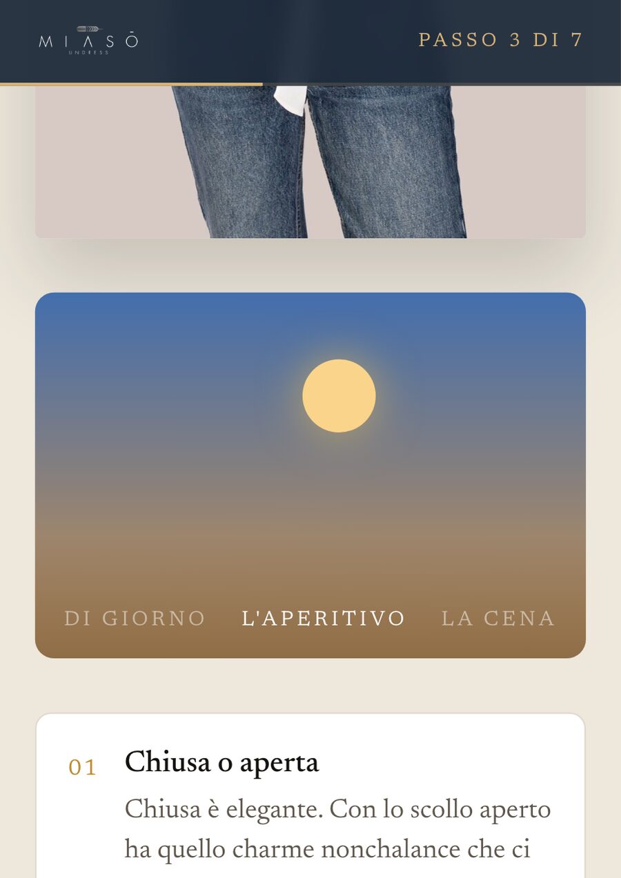 Il passo della guida sulla blusa, dal giorno alla sera