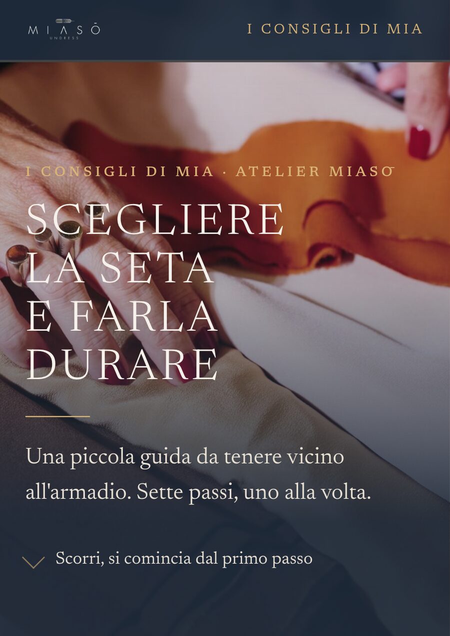 L'apertura della guida Scegliere la seta e farla durare, sul telefono