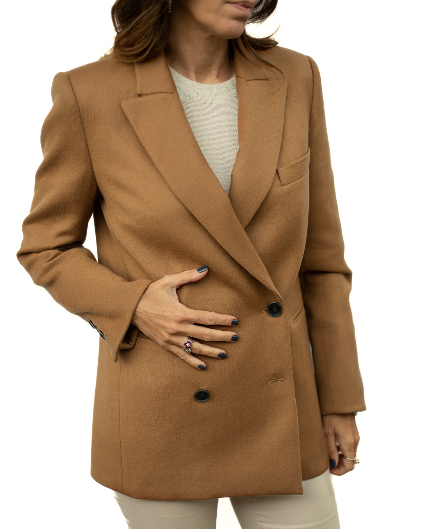 Camel double breasted blazer best sale womens