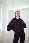 Blusa in twill di seta nero miaso